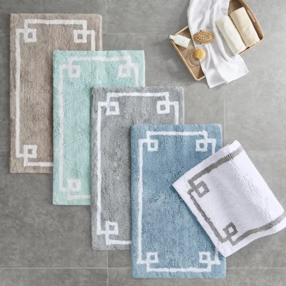 Kirkland's Home Bathroom Rugs-Blue Simple Trim Cotton Tufted Bath Mat, 30 In.