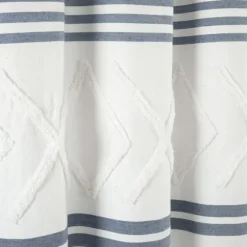 Kirkland's Home Shower Curtains-Blue Stripe Diamond Tufted Shower Curtain