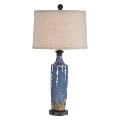Kirkland's Home Table Lamps-Blue Textured Ceramic Table Lamp