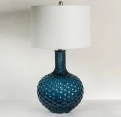 Kirkland's Home Table Lamps-Blue Tinted Bubble Gourd Table Lamp