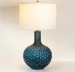 Kirkland's Home Table Lamps-Blue Tinted Bubble Gourd Table Lamp