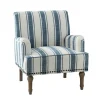 Kirkland's Home Accent Chairs-Blue White Stripe Upholstered Accent Chair