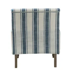 Kirkland's Home Accent Chairs-Blue White Stripe Upholstered Accent Chair