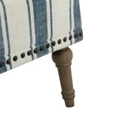 Kirkland's Home Accent Chairs-Blue White Stripe Upholstered Accent Chair