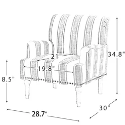 Kirkland's Home Accent Chairs-Blue White Stripe Upholstered Accent Chair