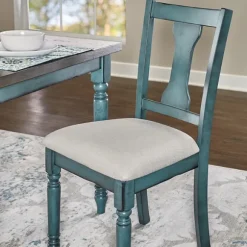 Kirkland's Home Dining Chairs-Blue Wood Upholstered Dining Chairs, Set Of 2