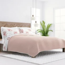 Kirkland's Home Quilts-Blush Patchwork Reversible 3-Pc. King Quilt Set