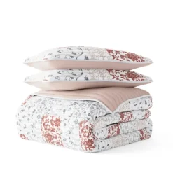 Kirkland's Home Quilts-Blush Patchwork Reversible 3-Pc. King Quilt Set