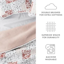 Kirkland's Home Quilts-Blush Patchwork Reversible 3-Pc. Queen Quilt Set