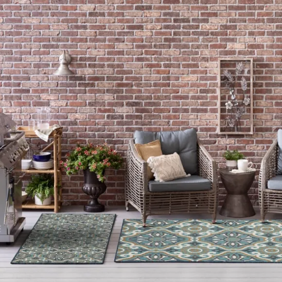 Kirkland's Home Outdoor Rugs-Boho Ikat Indoor/Outdoor Area Rug, 5X7