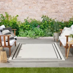 Kirkland's Home Outdoor Rugs-Bordered Indoor/Outdoor Area Rug, 5X7