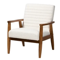 Kirkland's Home Accent Chairs-Boucle & Wood Frame Accent Chair