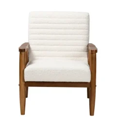 Kirkland's Home Accent Chairs-Boucle & Wood Frame Accent Chair