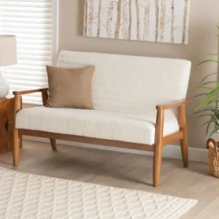 Kirkland's Home Sofas & Loveseats-Boucle & Wood Frame Loveseat
