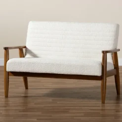 Kirkland's Home Sofas & Loveseats-Boucle & Wood Frame Loveseat