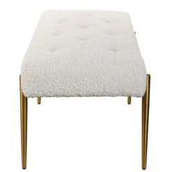 Kirkland's Home Benches & Ottomans-Boucle Seat And Gold Legs Bench