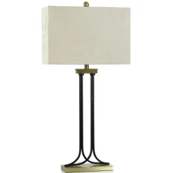 Kirkland's Home Table Lamps-Brass And Black Mid-Century Modern Table Lamp