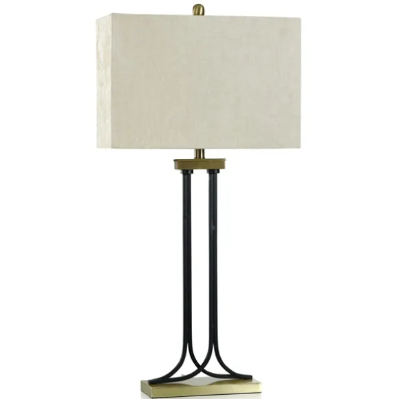 Kirkland's Home Table Lamps-Brass And Black Mid-Century Modern Table Lamp