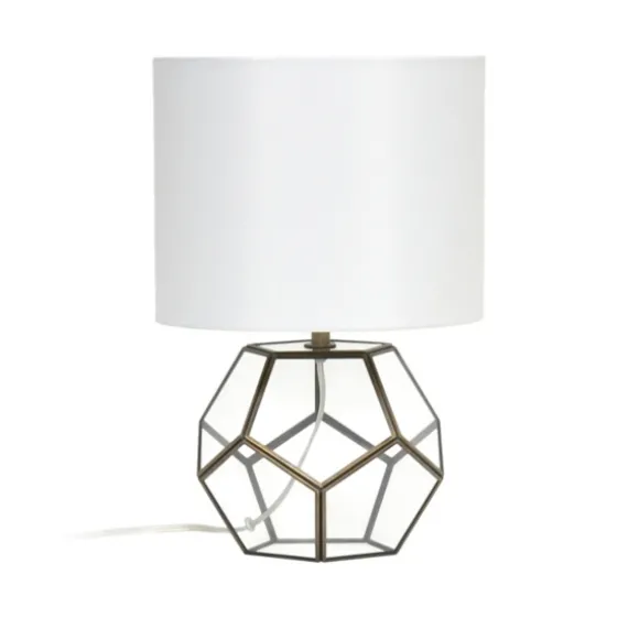 Kirkland's Home Table Lamps-Brass And Glass Octagon Table Lamp
