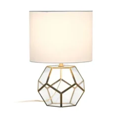 Kirkland's Home Table Lamps-Brass And Glass Octagon Table Lamp