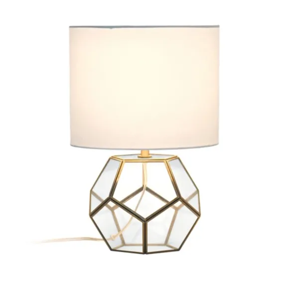Kirkland's Home Table Lamps-Brass And Glass Octagon Table Lamp