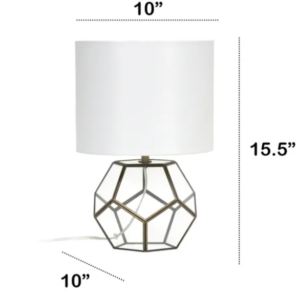Kirkland's Home Table Lamps-Brass And Glass Octagon Table Lamp