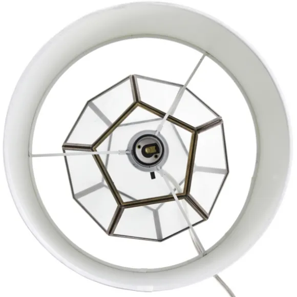 Kirkland's Home Table Lamps-Brass And Glass Octagon Table Lamp