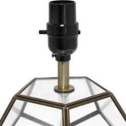Kirkland's Home Table Lamps-Brass And Glass Octagon Table Lamp