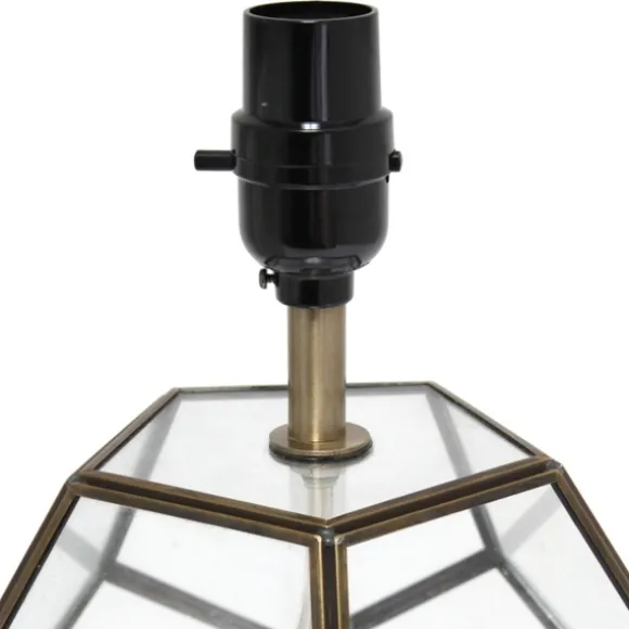 Kirkland's Home Table Lamps-Brass And Glass Octagon Table Lamp