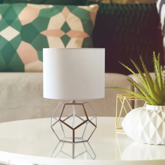 Kirkland's Home Table Lamps-Brass And Glass Octagon Table Lamp