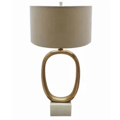 Kirkland's Home Table Lamps-Brass Oval And Marble Base Table Lamp