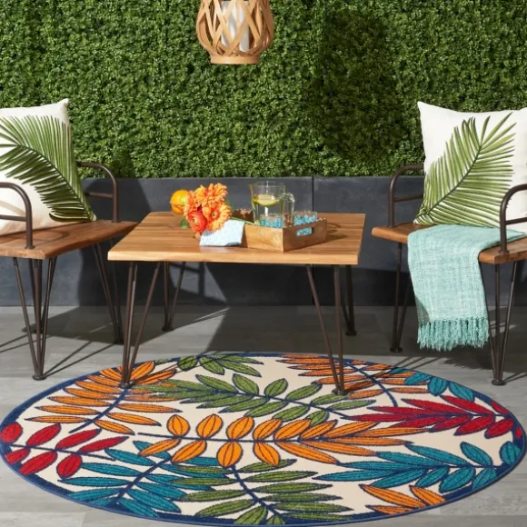 Kirkland's Home Outdoor Rugs-Bright Branches Round Outdoor Area Rug, 5X5