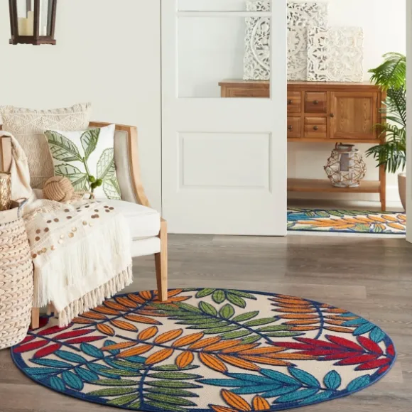 Kirkland's Home Outdoor Rugs-Bright Branches Round Outdoor Area Rug, 5X5