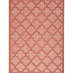 Kirkland's Home Outdoor Rugs-Bright Coral Trellis Outdoor Area Rug, 4X6