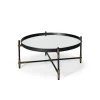 Kirkland's Home Coffee Tables-Bronze And Onyx Mirror Top Round Coffee Table