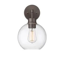 Kirkland's Home Outdoor Lighting-Bronze Glass Orb Outdoor Sconce Light