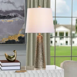 Kirkland's Home Table Lamps-Bronze Hammered Table Lamp