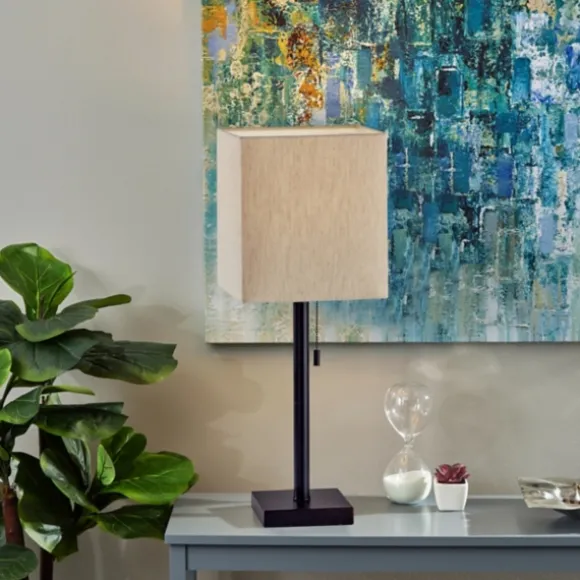 Kirkland's Home Table Lamps-Bronze Monochrome Square Table Lamp