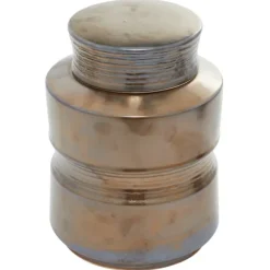 Kirkland's Home Decorative Bowls & Jars-Bronze Ribbed Ceramic Jars, Set Of 2