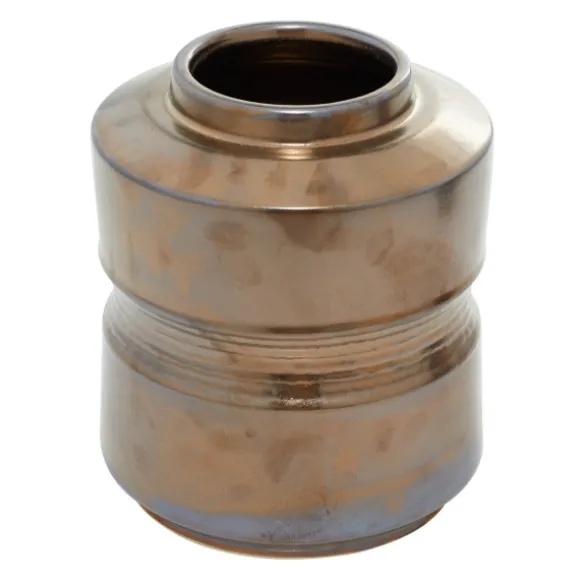 Kirkland's Home Decorative Bowls & Jars-Bronze Ribbed Ceramic Jars, Set Of 2