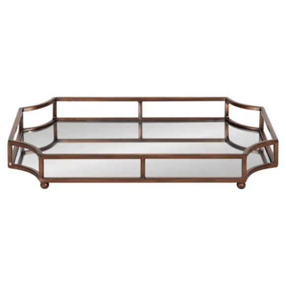 Kirkland's Home Decorative Trays-Bronze Scalloped Reflective Tray