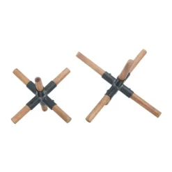 Kirkland's Home Statues & Figurines-Brown And Black Wood Abstract Sculptures, Set Of 2