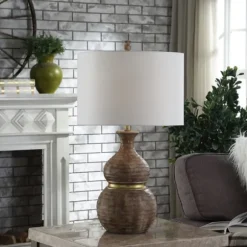 Kirkland's Home Table Lamps-Brown And Gold Gourd Table Lamp