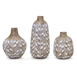 Kirkland's Home Vases-Brown And White Resin Leaf Vases, Set Of 3