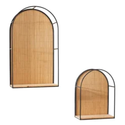 Kirkland's Home Shelves-Brown Bamboo Arched Modern Wall Shelves, Set Of 2