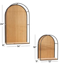 Kirkland's Home Shelves-Brown Bamboo Arched Modern Wall Shelves, Set Of 2