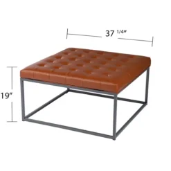 Kirkland's Home Benches & Ottomans-Brown Button Tufted Faux Leather Ottoman