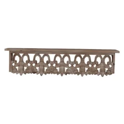 Kirkland's Home Shelves-Brown Carved Scroll Wooden Wall Shelf