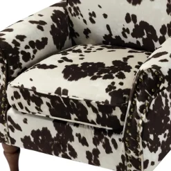 Kirkland's Home Accent Chairs-Brown Cow Print Upholstered Accent Chair