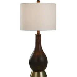 Kirkland's Home Table Lamps-Brown Curved Wood Table Lamp